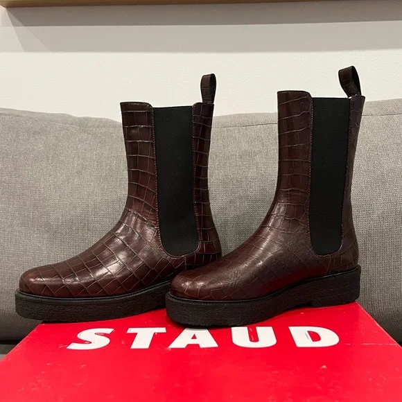 Staud Palamino Boot in Mahogany Croc - Picture 4 of 6